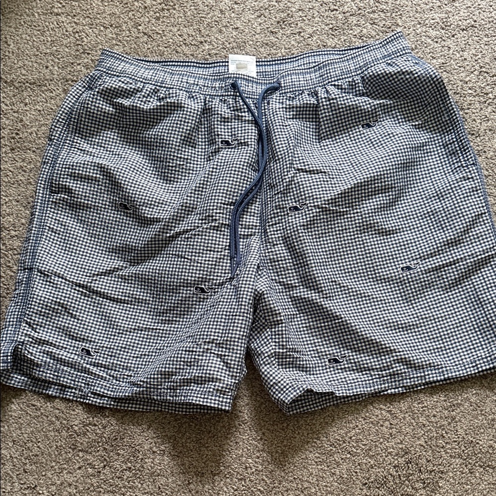 Vineyard Vines Black and White Checkered Swim Trunks